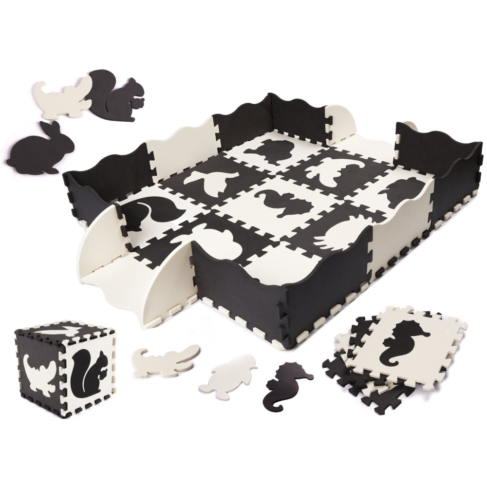 Mata edukacyjna piankowa puzzle 114x114 cm czarna, 25 el.