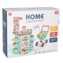 Sklep dla dzieci supermarket z wózkiem i akcesoriami, 47 el.