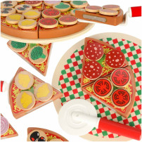 Drewniany zestaw do pizzy na rzep z akcesoriami 20cm