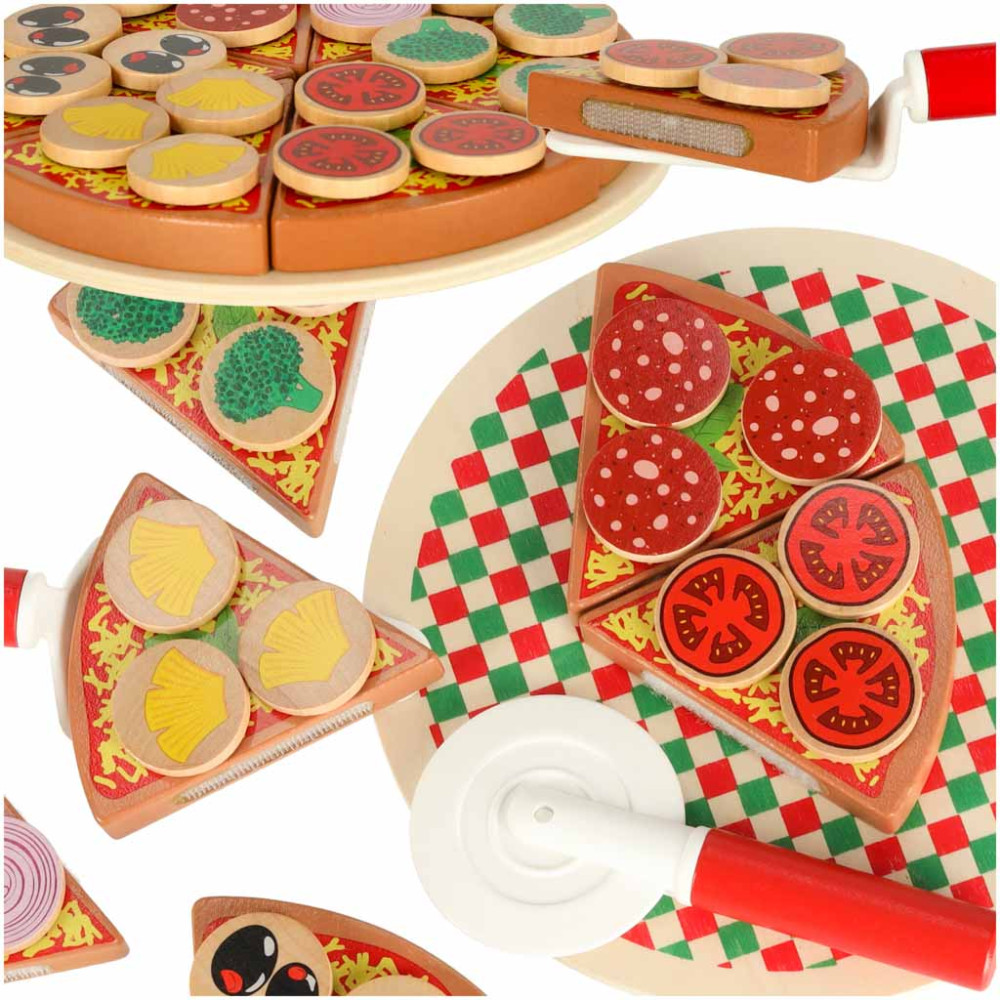 Drewniany zestaw do pizzy na rzep z akcesoriami 20cm