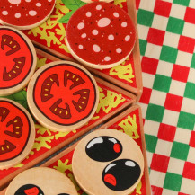 Drewniany zestaw do pizzy na rzep z akcesoriami 20cm