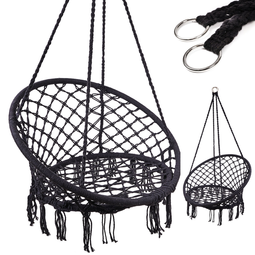 Huśtawka bocianie gniazdo LUARO czarna 80cm 150kg