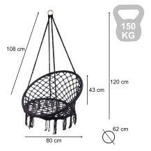 Huśtawka bocianie gniazdo LUARO czarna 80cm 150kg
