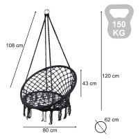 Huśtawka bocianie gniazdo LUARO czarna 80cm 150kg