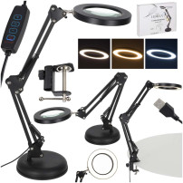 Lampka biurkowa LED z lupą x3 i regulowanym wysięgnikiem - KX2987