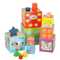 Wieża edukacyjna drewniana XXL 71 cm - sorter kształty i liczenie