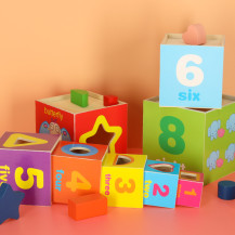Wieża edukacyjna drewniana XXL 71 cm - sorter kształty i liczenie