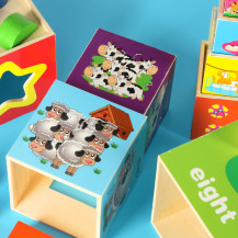 Wieża edukacyjna drewniana XXL 71 cm - sorter kształty i liczenie