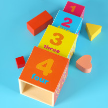 Wieża edukacyjna drewniana XXL 71 cm - sorter kształty i liczenie