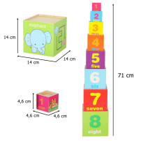 Wieża edukacyjna drewniana XXL 71 cm - sorter kształty i liczenie