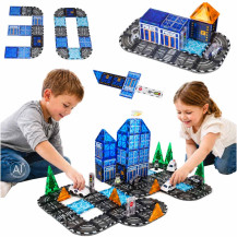 Klocki magnetyczne 3D policja radiowozy ikonka 91 el.