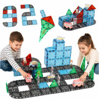 Klocki magnetyczne 3D miasto i samochody 91 el. ikonka