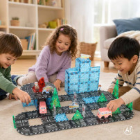 Klocki magnetyczne 3D miasto i samochody 91 el. ikonka