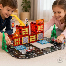 Klocki magnetyczne 3D straż pożarna ikonka 48 elementów