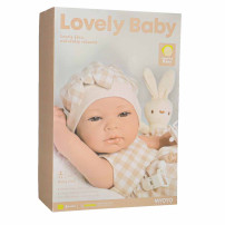 Lalka bobas niemowlak z nosidełkiem i maskotką królik IKONKA 38 cm