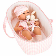 Lalka bobas niemowlak z nosidełkiem IKONKA 38 cm różowa