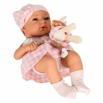 Lalka bobas niemowlak z nosidełkiem IKONKA 38 cm różowa