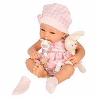 Lalka bobas niemowlak z nosidełkiem IKONKA 38 cm różowa