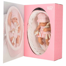 Lalka bobas niemowlak z nosidełkiem IKONKA 38 cm różowa
