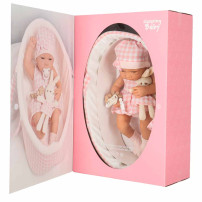 Lalka bobas niemowlak z nosidełkiem IKONKA 38 cm różowa