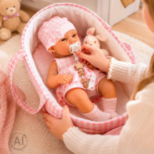 Lalka bobas niemowlak z nosidełkiem IKONKA 38 cm różowa