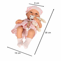 Lalka bobas niemowlak z nosidełkiem IKONKA 38 cm różowa
