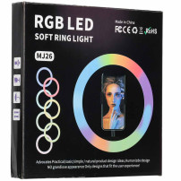 Lampa pierścieniowa LED RGB IKONKA na statywie do selfie