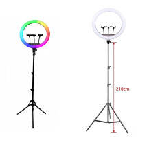 Lampa pierścieniowa LED RGB IKONKA na statywie do selfie