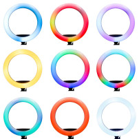 Lampa pierścieniowa LED RGB IKONKA na statywie do selfie