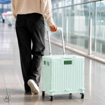 Wózek transportowy LUARO składany 4 kółka z pokrywką - zielony