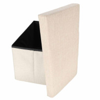 Pufa ze schowkiem IKONKA 50x31x31 cm beżowa, składana