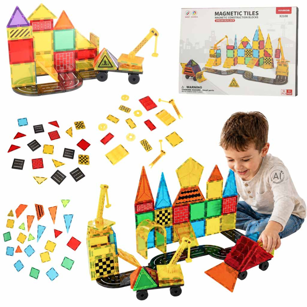 Klocki magnetyczne 3D ikonka 90 elementów - budowa konstrukcyjna