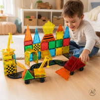 Klocki magnetyczne 3D ikonka 90 elementów - budowa konstrukcyjna