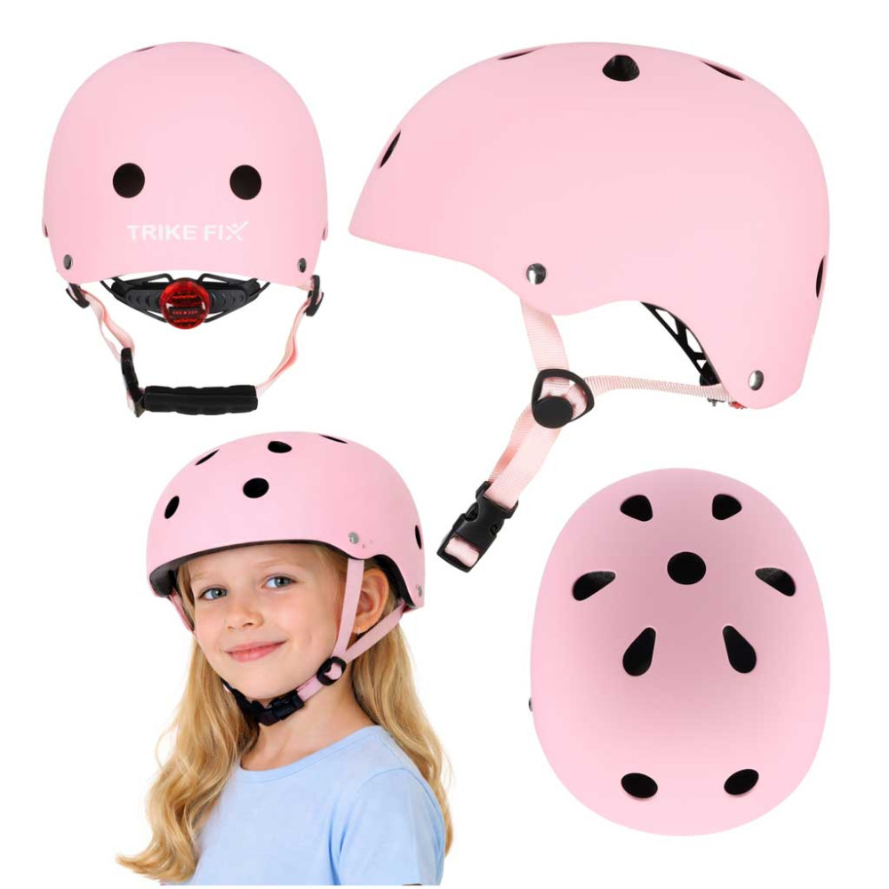 Kask rowerowy dziecięcy trike fix LED regulowany 48-54 cm różowy