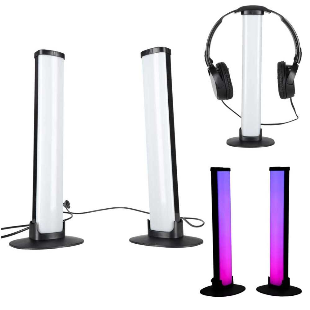 Lampki biurkowe LED RGB gaming IKONKA - zestaw 2 szt. z pilotem
