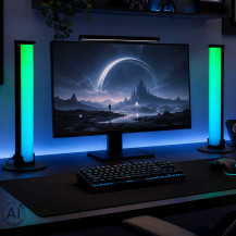 Lampki biurkowe LED RGB gaming IKONKA - zestaw 2 szt. z pilotem