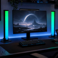 Lampki biurkowe LED RGB gaming IKONKA - zestaw 2 szt. z pilotem