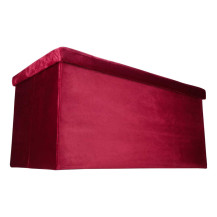 Pufa ze schowkiem welurowa 76x38x38 cm bordowa - ikonka