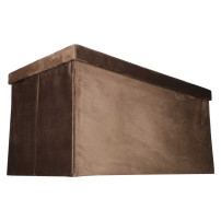 Pufa ze schowkiem welurowa 76x38x38 cm brązowa - ikonka