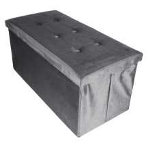 Pufa ze schowkiem welurowa 76x38x38 cm szara - ikonka