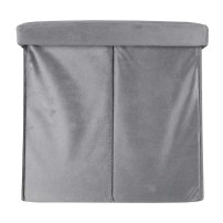 Pufa ze schowkiem welurowa 76x38x38 cm szara - ikonka