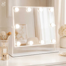 Lusterko do makijażu LED IKONKA z 10 żarówkami, 3 barwy światła