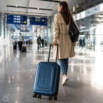 Walizka składana ABS 45L niebieska ikonka - bagaż na kółkach