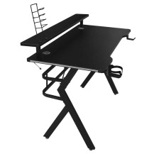 Biurko gamingowe LED RGB z nadstawką 120x60 cm - ikonka home