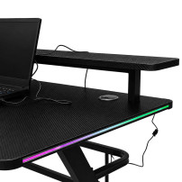 Biurko gamingowe LED RGB z nadstawką 120x60 cm - ikonka home