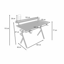 Biurko gamingowe LED RGB z nadstawką 120x60 cm - ikonka home