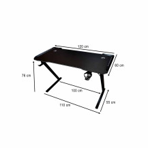 Biurko gamingowe LED RGB 120x60 cm z uchwytami - IKONKA HOME