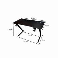 Biurko gamingowe LED RGB 120x60 cm z uchwytami - IKONKA HOME