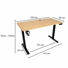 Biurko elektryczne regulowane IKONKA HOME 120x60 cm, pamięć i panel sterowania