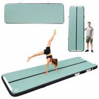 Air track mata gimnastyczna 300x100 cm zielona IKONKA z pompką